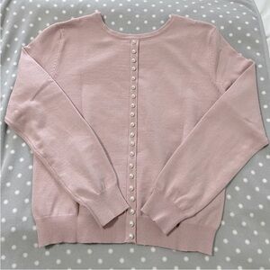 2 ways Japanese Elegant Pink Pearl Button Sweater